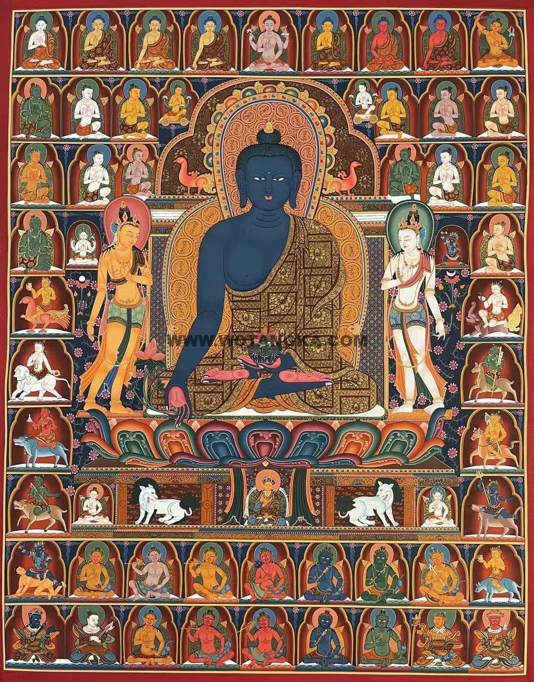 编号173-863078：彩绘唐卡-药师佛（95*65M左右）