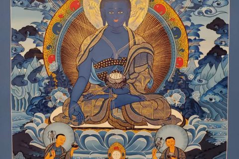 编号173-959357：蓝金唐卡-药师佛（75*55CM左右）