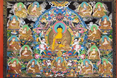 编号182-383056：彩绘唐卡-释迦牟尼佛（110*160CM左右）
