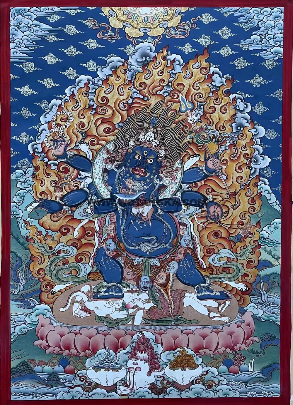 热贡-东智加·画院：彩绘唐卡-六臂玛哈嘎拉（65*40CM左右）