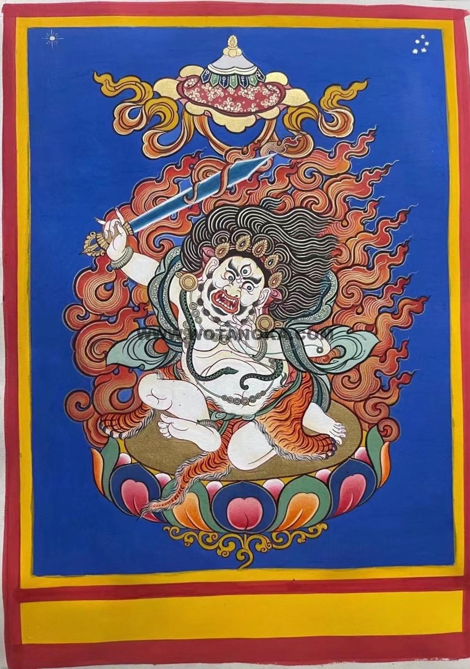 热贡-维玛扎西:彩绘唐卡-不动明王(24*18CM左右)