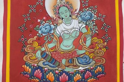 编号188-690567：彩绘唐卡-绿度母（24*18CM左右）