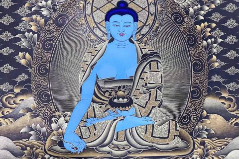编号138-517713：黑金唐卡-药师佛（60*45CM左右）