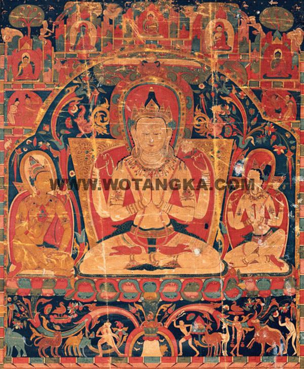 沃唐卡编号AC17178：四臂观音