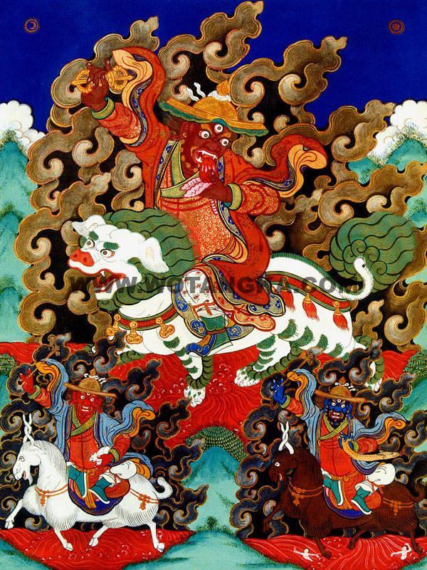 沃唐卡编号AC95789：骑狮护法