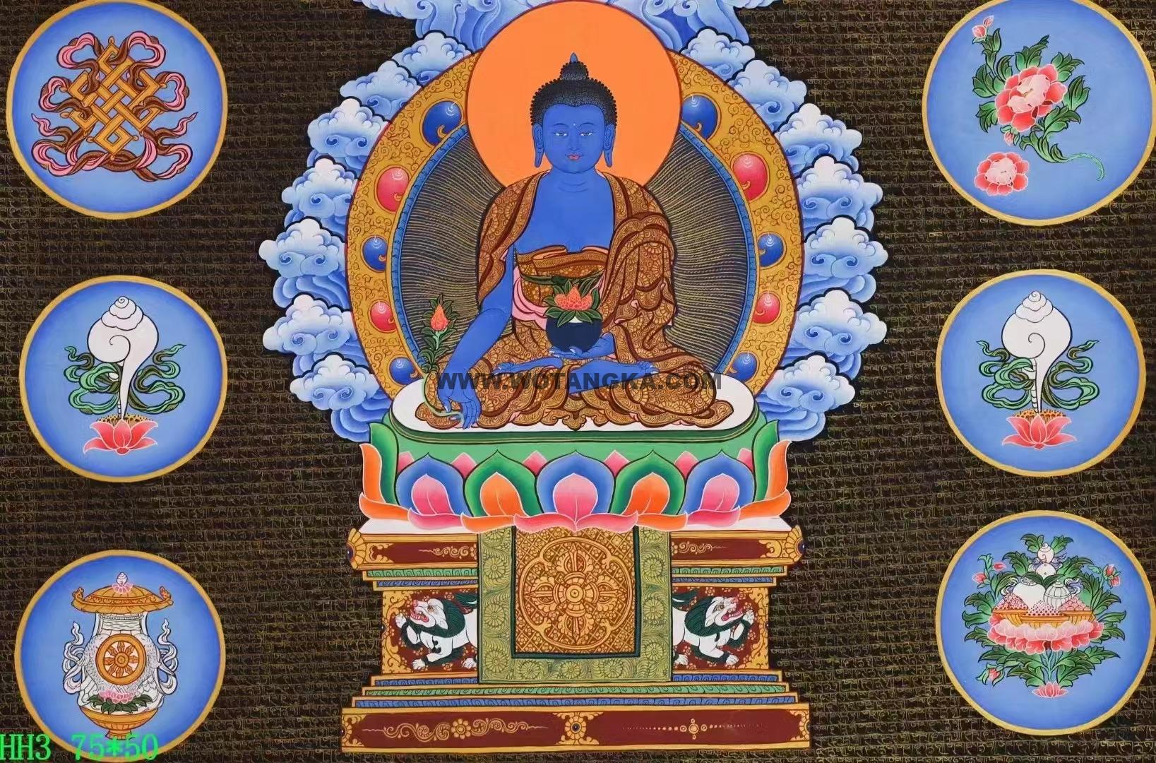 编号138-187182:彩绘唐卡-药师佛(50*75CM左右)