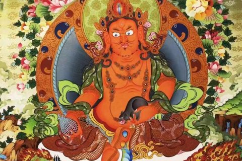 编号138-190264：彩绘唐卡-五方财神（71*50CM左右）