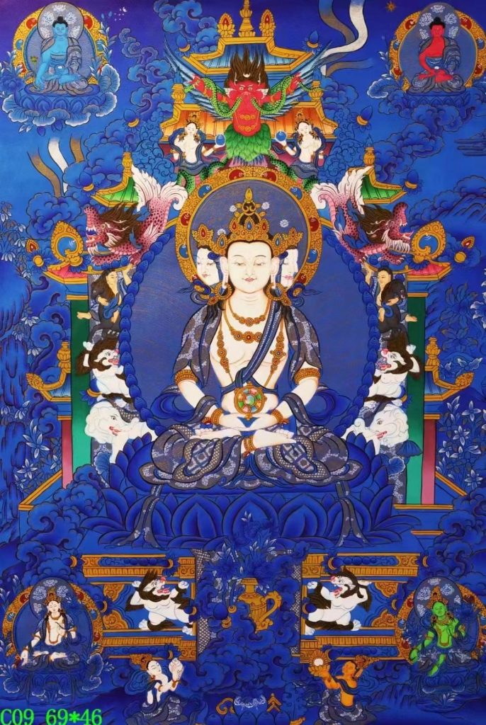 编号138-206826：蓝金唐卡-四面大日如来（69*46CM左右）