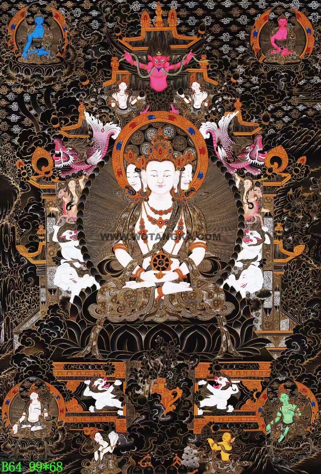 编号138-231821:黑金唐卡-四面大日如来(99*68CM左右)