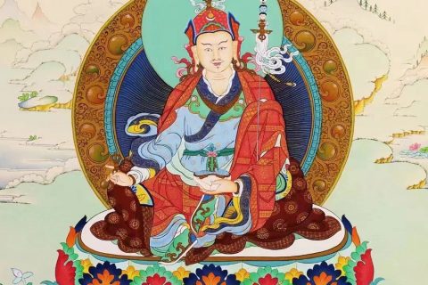编号138-245571：彩绘唐卡-莲花生大士（61*45CM左右）