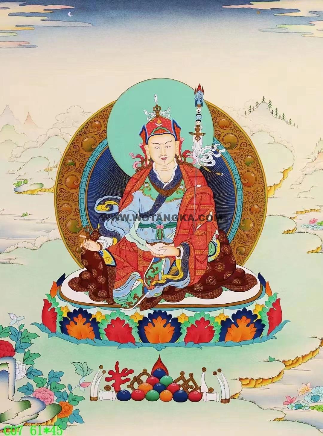 编号138-245571:彩绘唐卡-莲花生大士(61*45CM左右)