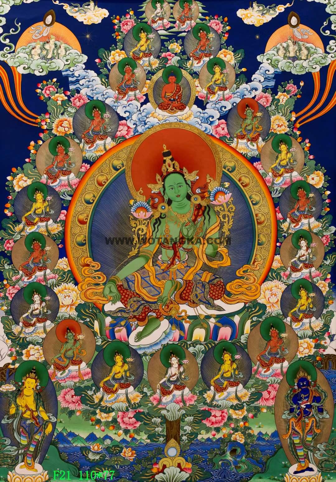 编号138-306828：彩绘唐卡-二十一度母（110*77CM左右）