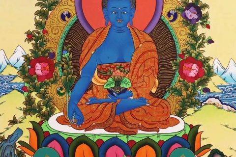 编号138-318388：彩绘唐卡-药师佛（51*38CM左右）
