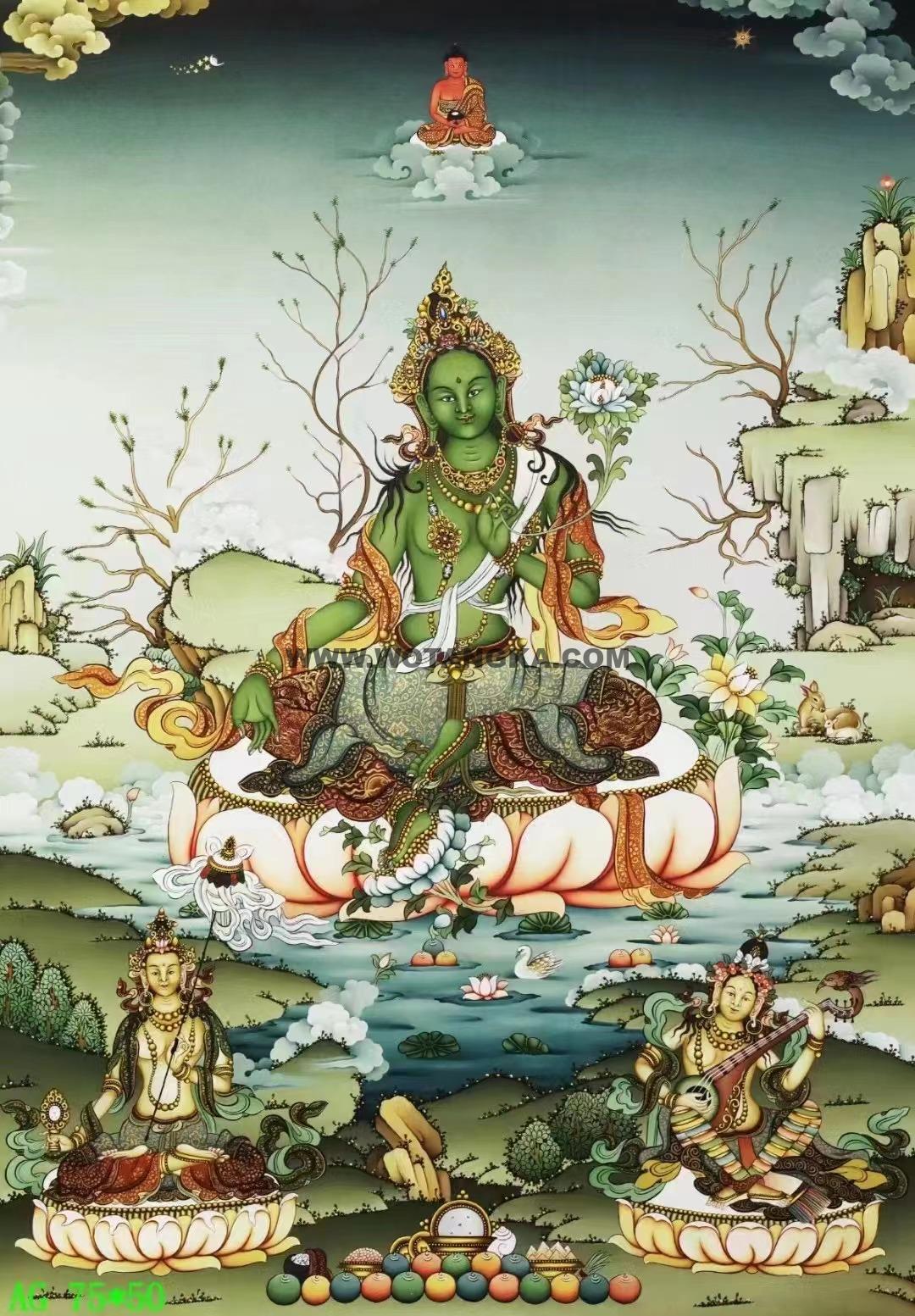 编号138-331198：嘎玛嘎赤-绿度母（75*50CM左右）