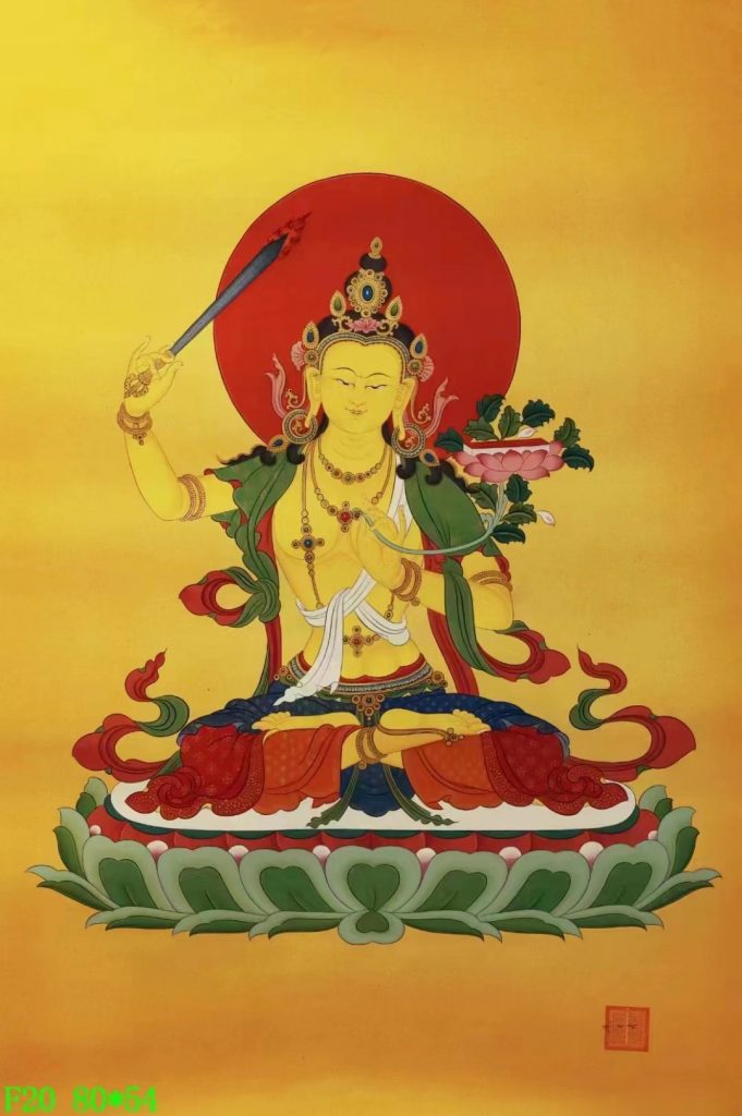 ｜已结缘·可定制｜唐卡寄卖编号：JM·138-371844-日轮文殊菩萨（彩唐）