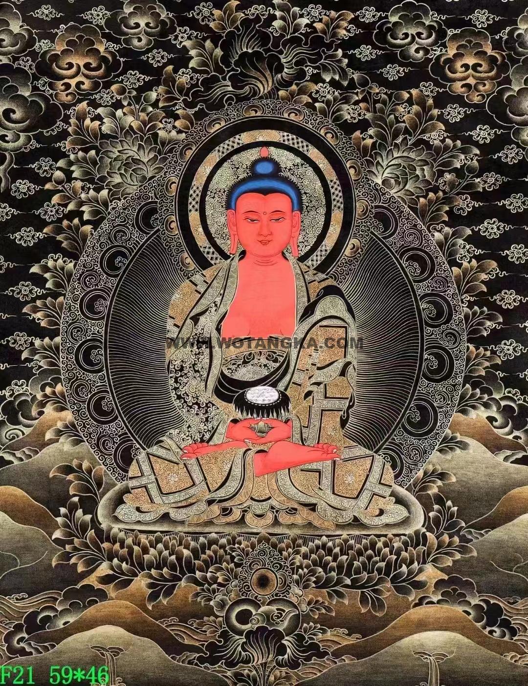 编号138-413452:黑金唐卡-阿弥陀佛(59*46CM左右)
