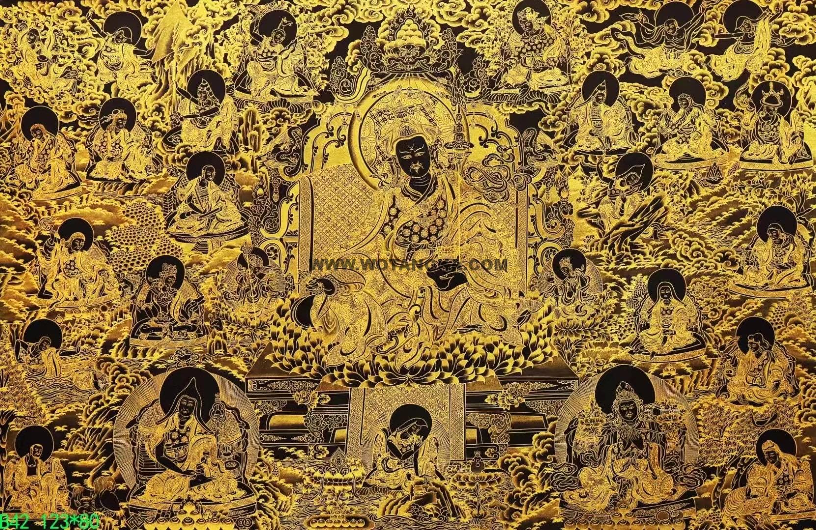 编号138-424198:黑金唐卡-莲花生大士·莲师八相(123*80CM左右)