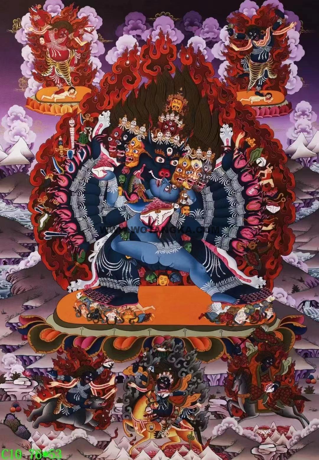 编号138-439965：彩绘唐卡-大威德金刚（76*53CM左右）