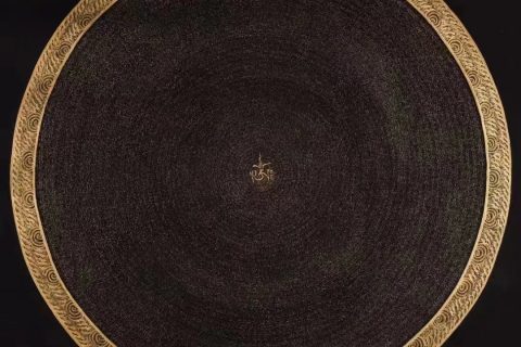 编号138-472625：黑金唐卡-六字真言坛城（70*70CM左右）