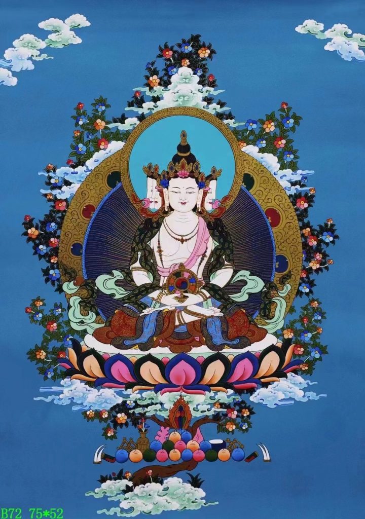 编号138-476587：蓝金唐卡-四面大日如来（75*52CM左右）