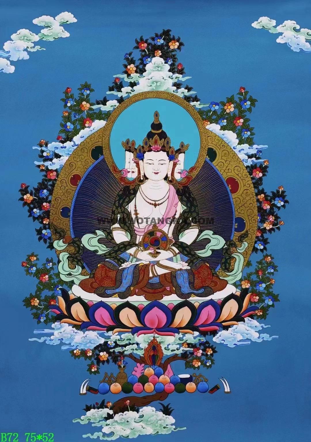 编号138-476587:蓝金唐卡-四面大日如来(75*52CM左右)