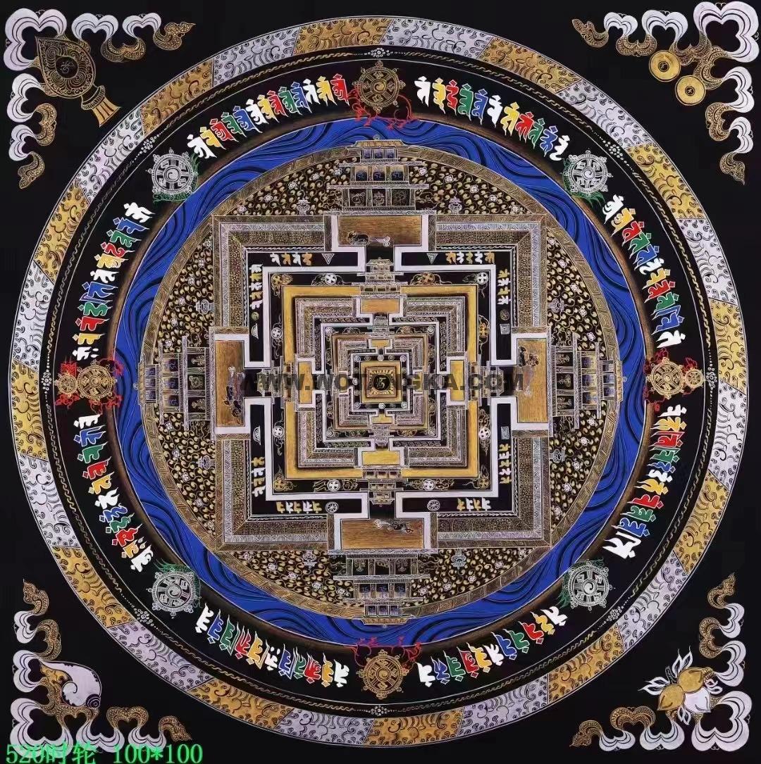 编号138-614510：黑金唐卡-时轮金刚坛城（100*100CM左右）