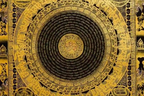 编号138-666792：黑金唐卡-吉祥八宝坛城（60*45CM左右）