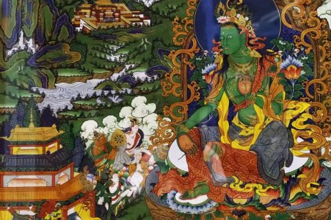 编号138-698565：彩绘唐卡-绿度母（98*62CM左右）