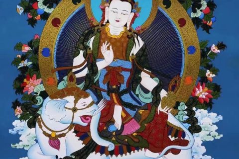 编号138-733141：彩绘唐卡-普贤菩萨（75*52CM左右）