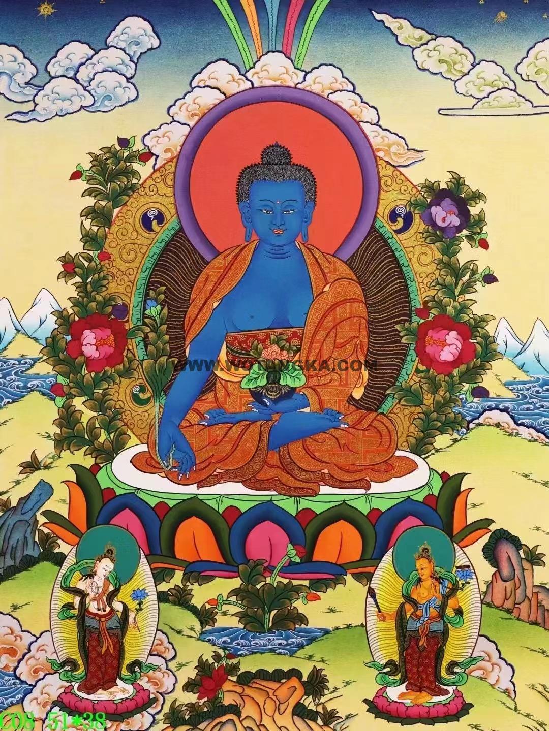 编号138-775996：彩绘唐卡-药师佛（51*38CM左右）