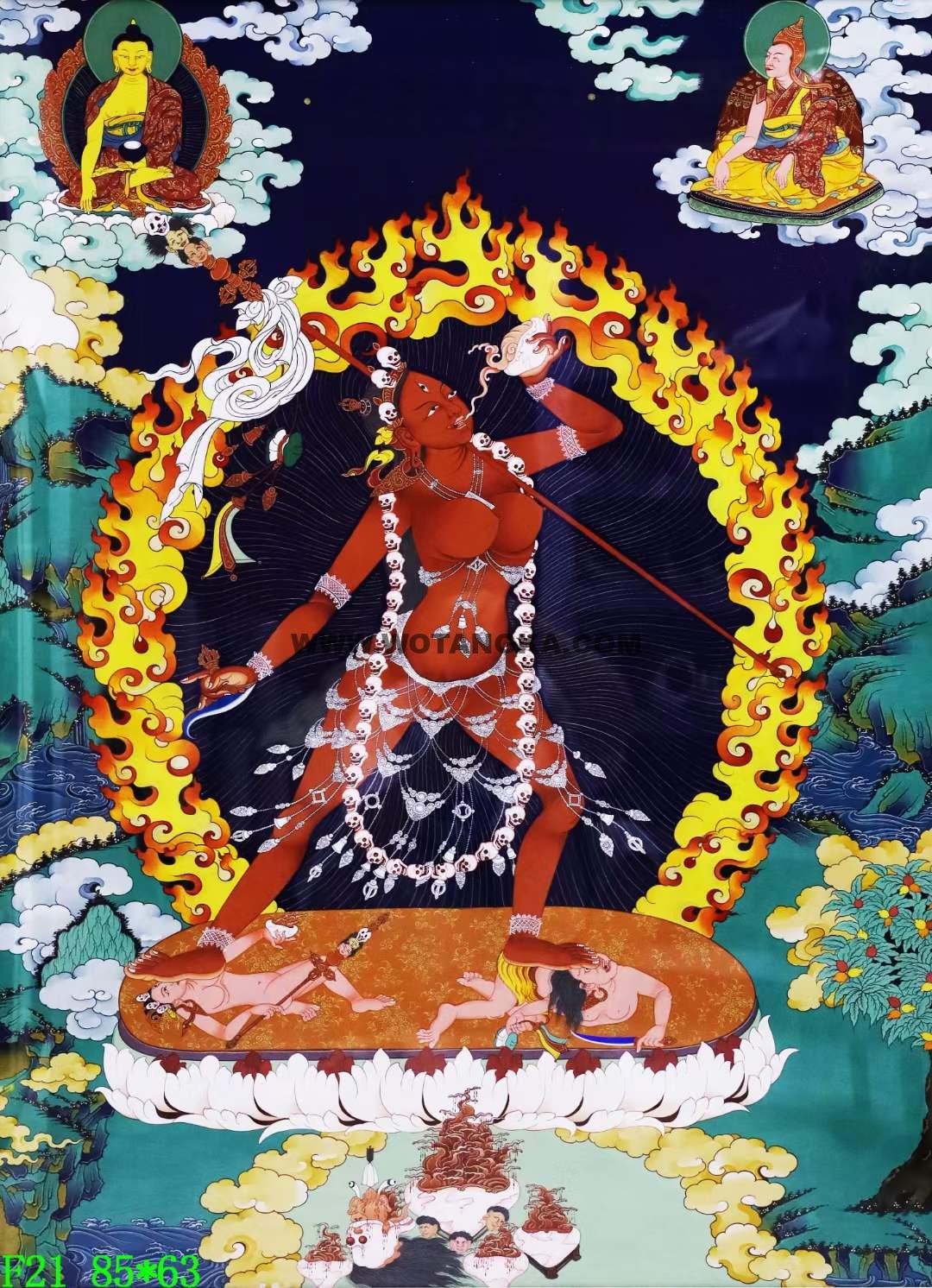 |已结缘·可定制|唐卡寄卖编号:JM·138-816464-若卡居空行母饮血图(彩唐)