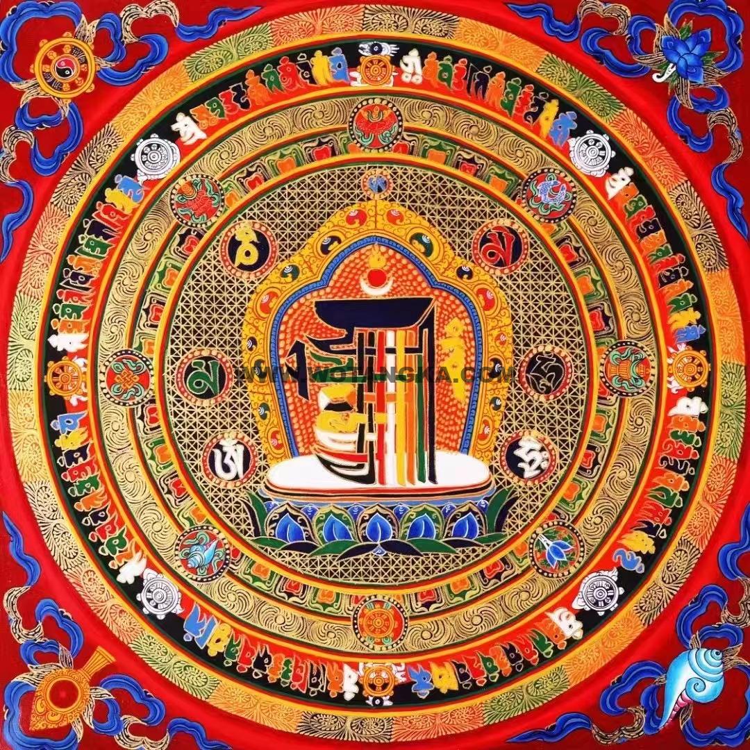 编号138-843346：彩绘唐卡-十相自在坛城（50*50CM左右）
