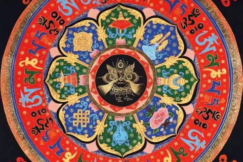 编号138-865750：彩绘唐卡-吉祥八宝坛城（70*70CM左右）