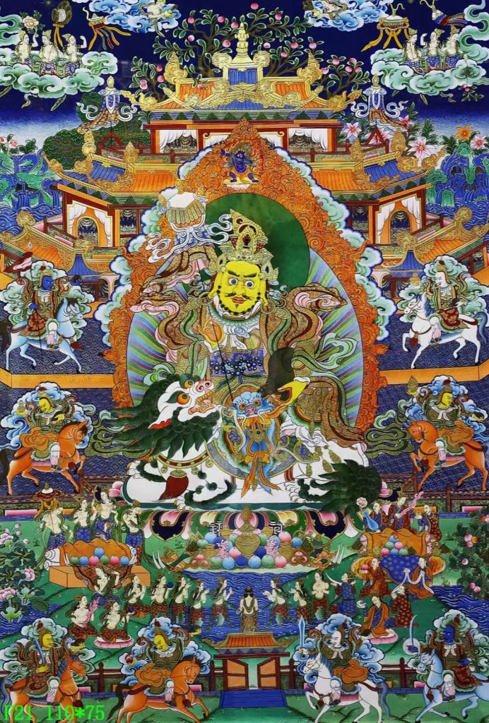 编号138-870898：彩绘唐卡-财宝天王·八马财神（110*75CM左右）