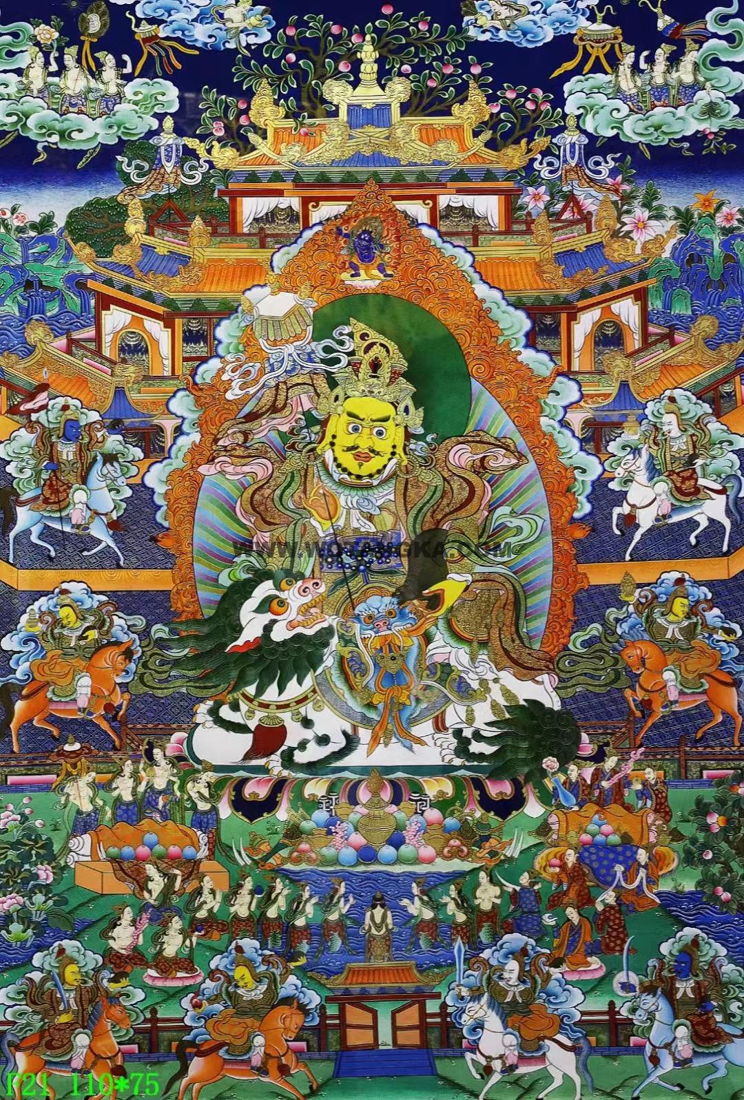 编号138-870898:彩绘唐卡-财宝天王·八马财神(110*75CM左右)