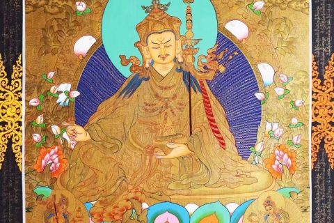 编号138-950034：黄金唐卡-莲花生大士（84*60CM左右）