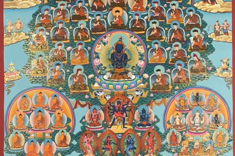 编号155-146585：彩绘唐卡-金刚总持佛·噶举派皈依境（160*100CM左右）