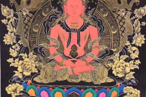 编号155-304191：黑金唐卡-长寿佛（75*50CM左右）
