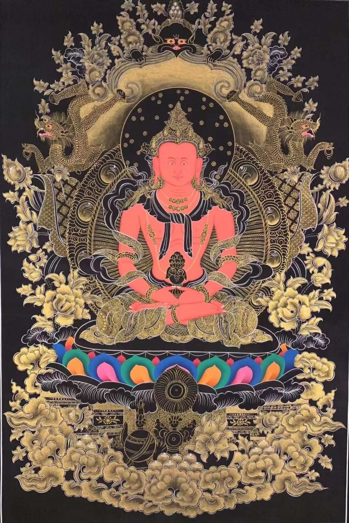 编号155-304191：黑金唐卡-长寿佛（75*50CM左右）