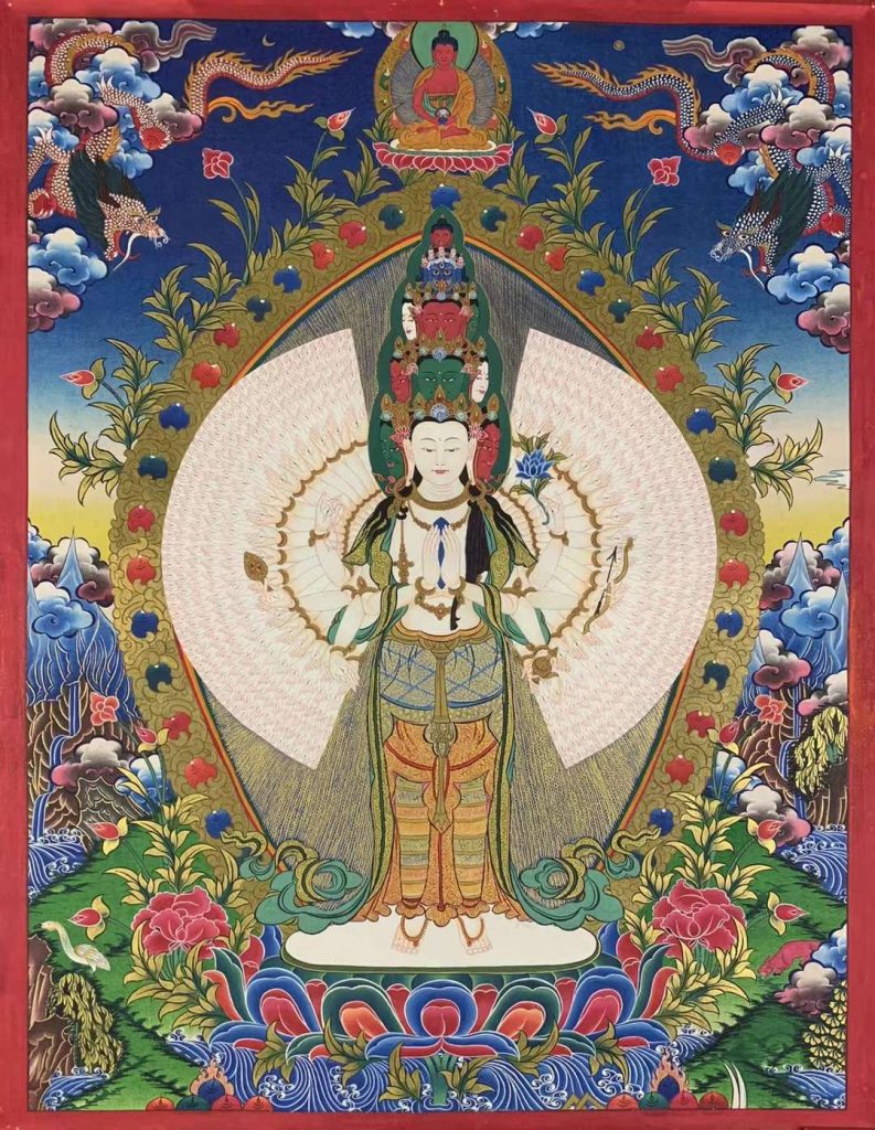 编号155-596594：彩绘唐卡-千手观音（70*50CM左右）