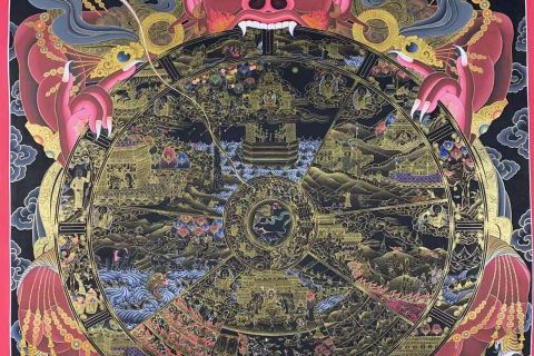 编号155-692638：黑金唐卡-六道轮回（80*55CM左右）