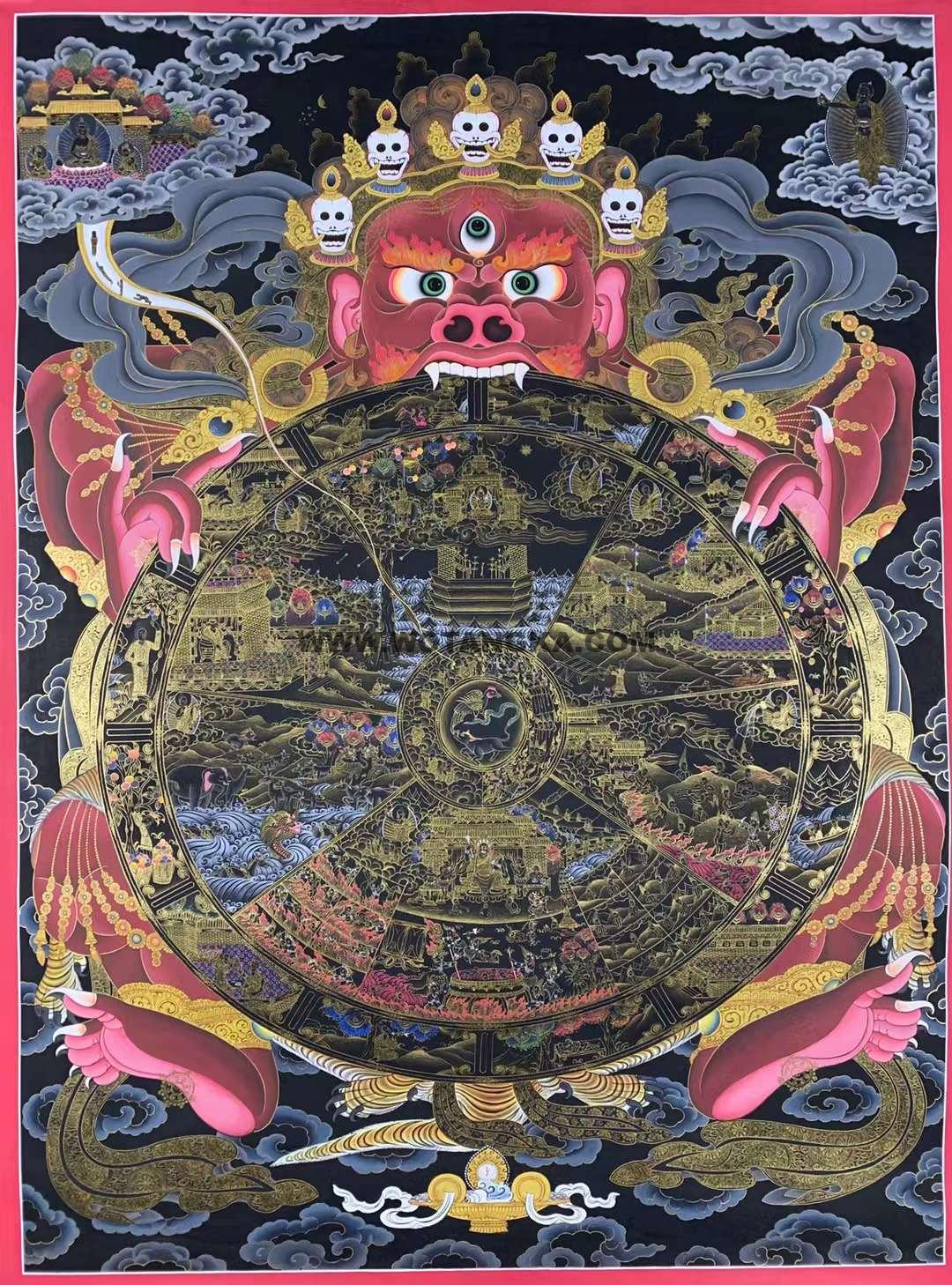 编号155-692638：黑金唐卡-六道轮回（80*55CM左右）