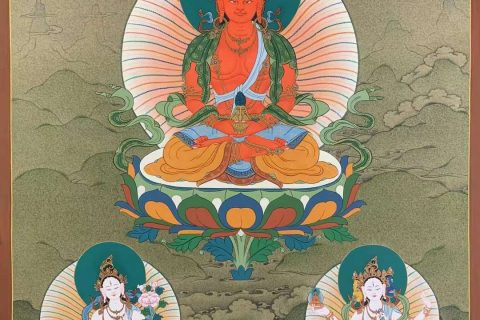 编号155-719918：嘎玛嘎赤-长寿佛·长寿三尊（65*45CM左右）