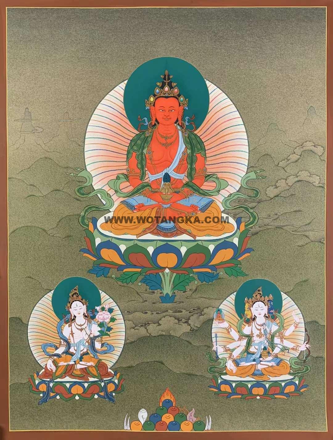 编号155-719918:嘎玛嘎赤-长寿佛·长寿三尊(65*45CM左右)