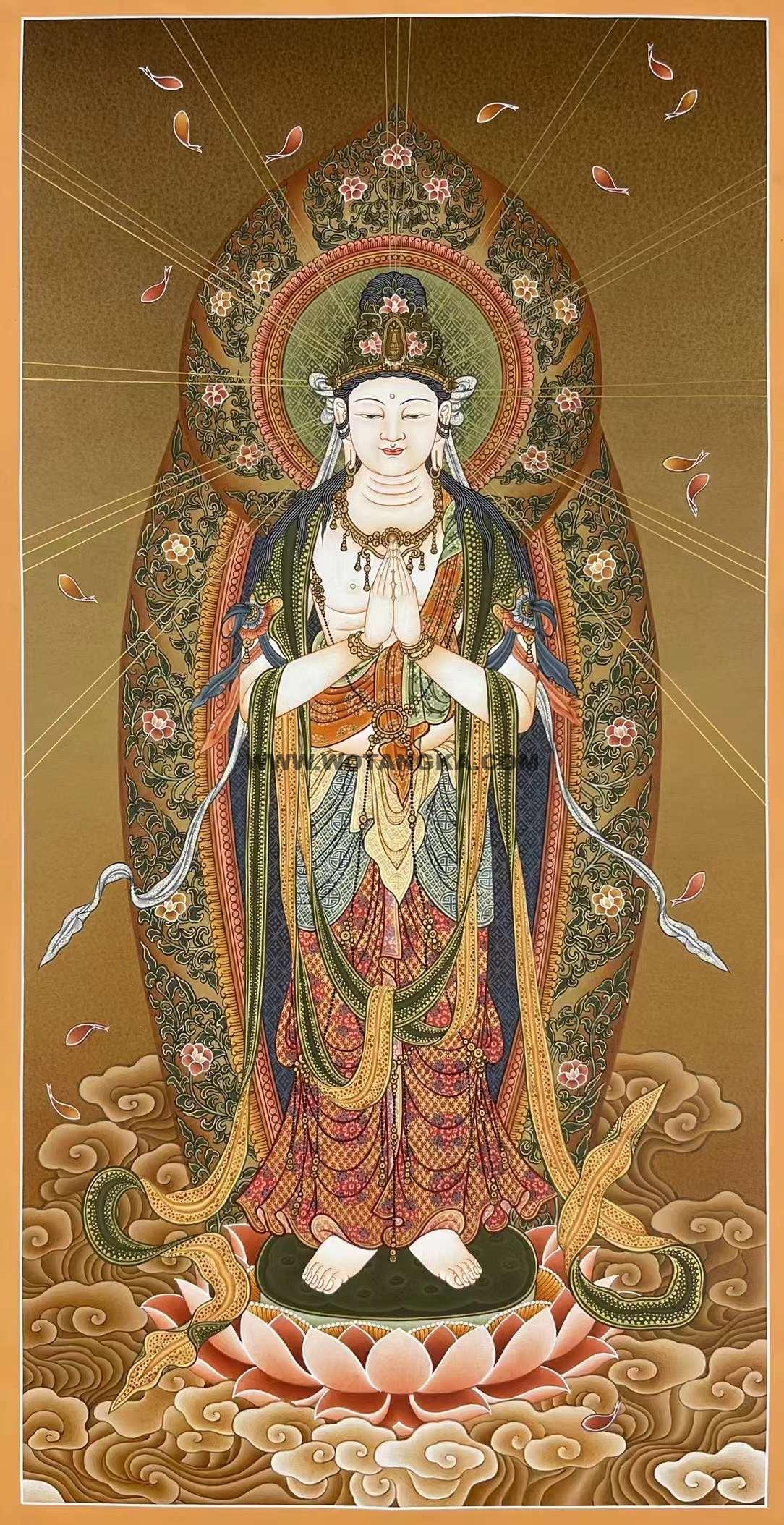 编号160-720511:彩绘唐卡-观音菩萨(70*33CM左右)