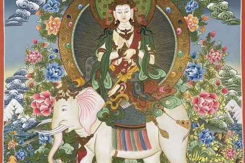 编号160-763433：彩绘唐卡-普贤菩萨（75*55CM左右）