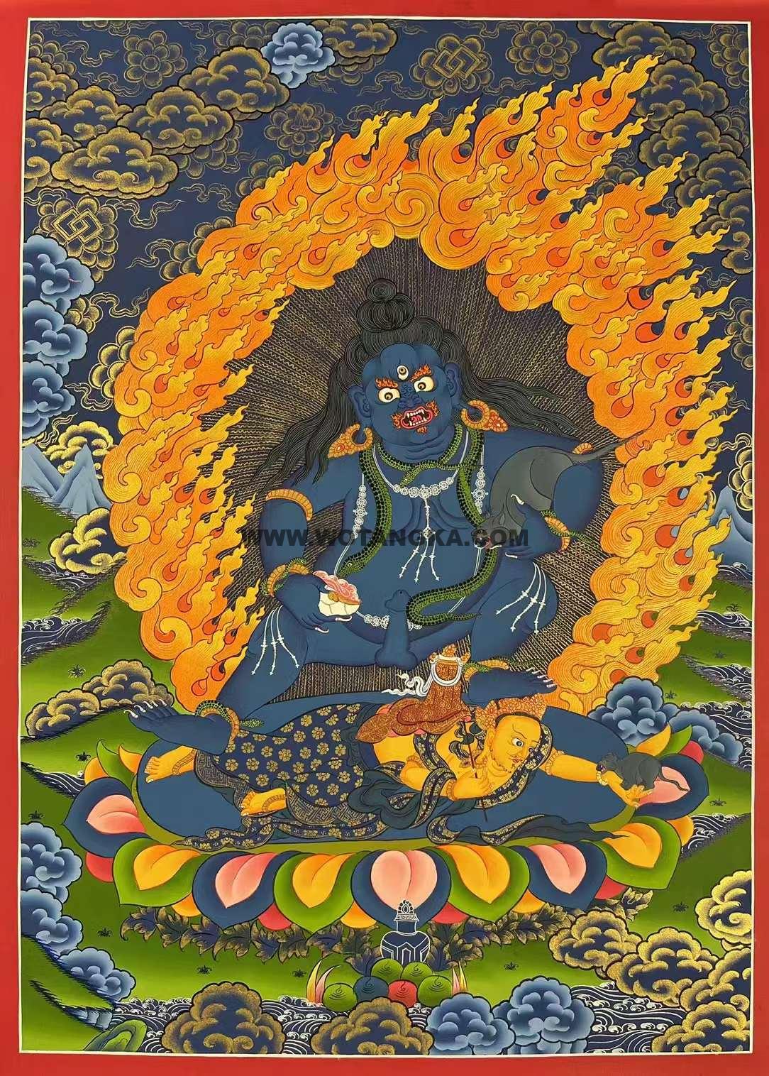 编号160-763433：彩绘唐卡-黑财神（65*45CM左右）