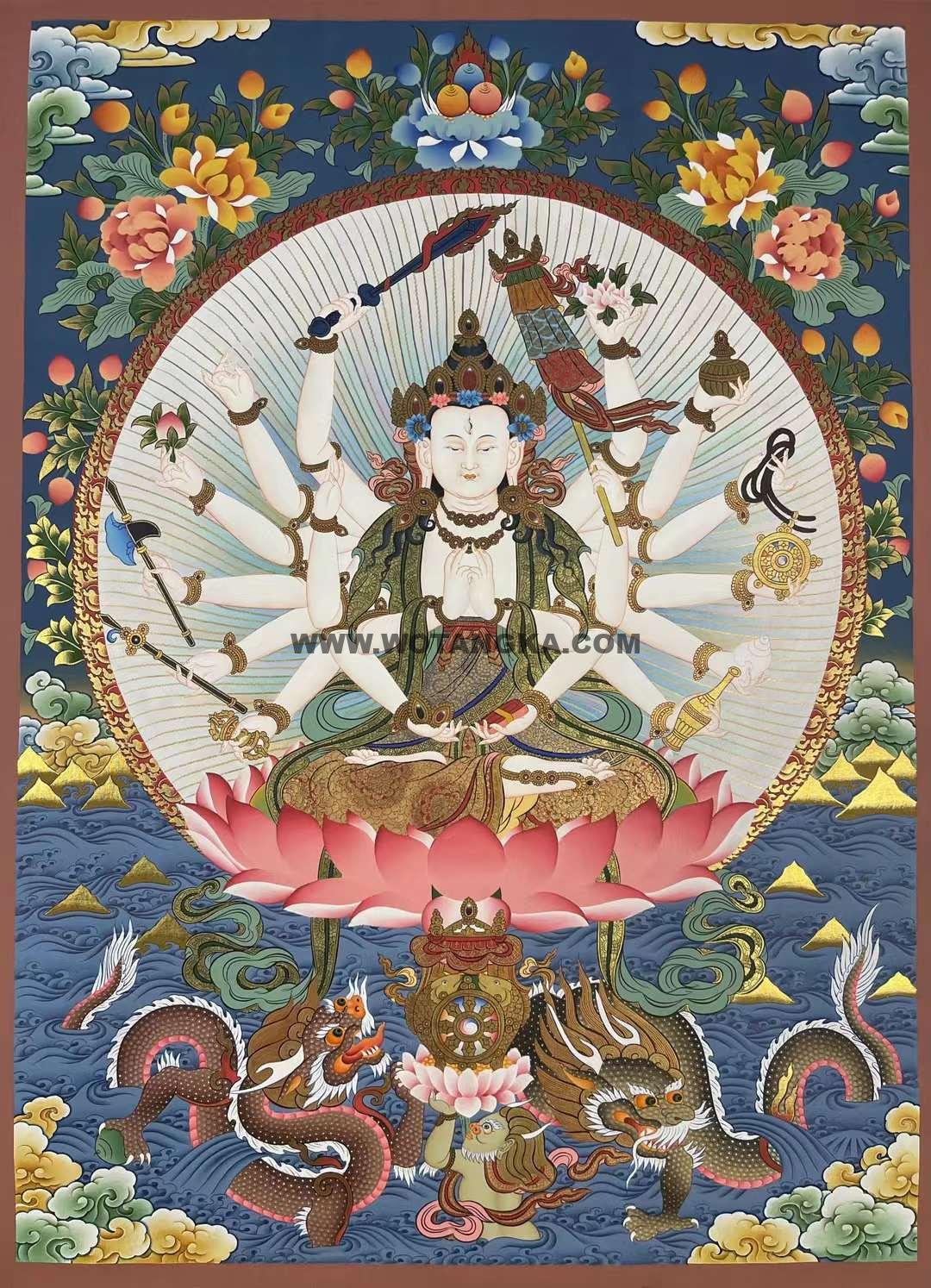 编号160-833330:彩绘唐卡-准提佛母(75*55CM左右)