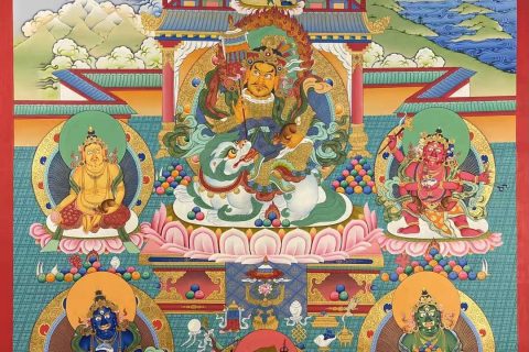 编号160-912194：彩绘唐卡-财宝天王·五方财神（110*80CM左右）