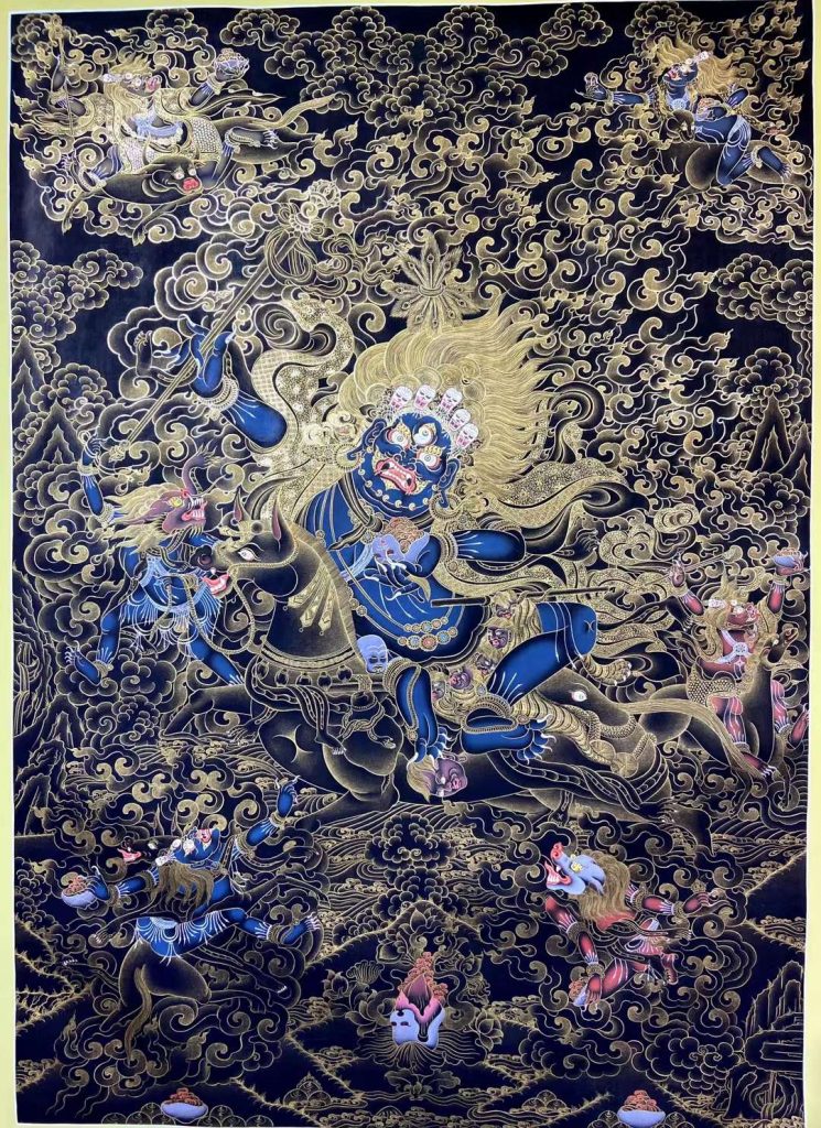 编号160-972953：黑金唐卡-吉祥天母（100*70CM左右）